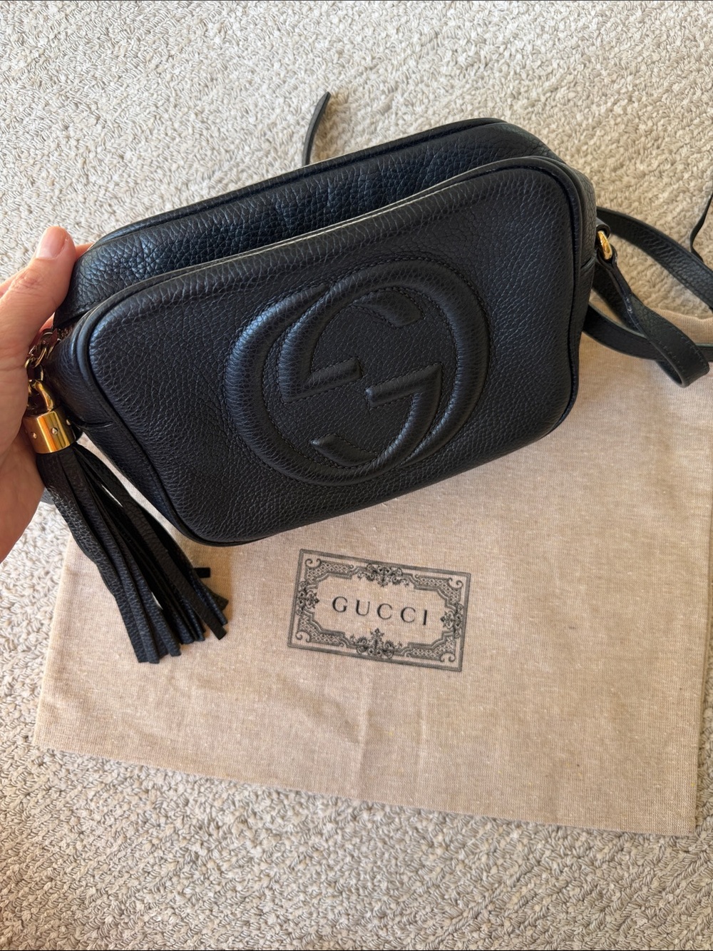 Gucci Soho Disco Small Crossbody Bag Black Leather with Dust Bag